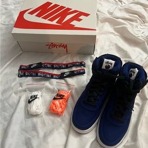 Nike Vandal Stussy 8 ball Blue High-Top Sneakers with Accessories